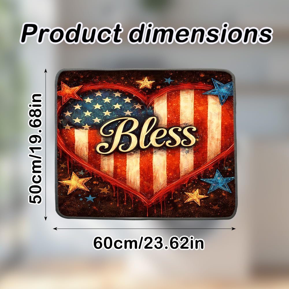 Detalle 2 de Nuxovilar Flag Heart Washer and Dryer Topper, 23.6 x 19.7-Inch Polyester Mat