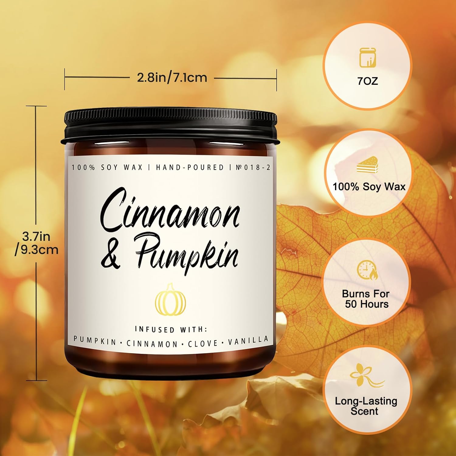 Thumbnail 1 de Auelife Cinnamon & Pumpkin Scented Candle, 7 oz Soy Wax