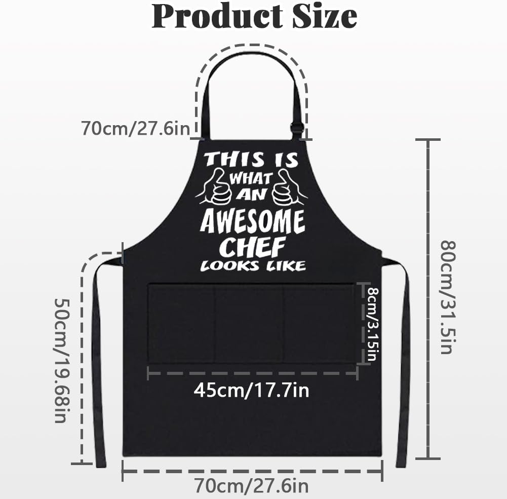 Detalle de Flintronic Grembiule Barbecue Nero Regolabile con 3 Tasche – Protezione e Praticità per Cucinare e Grigliare