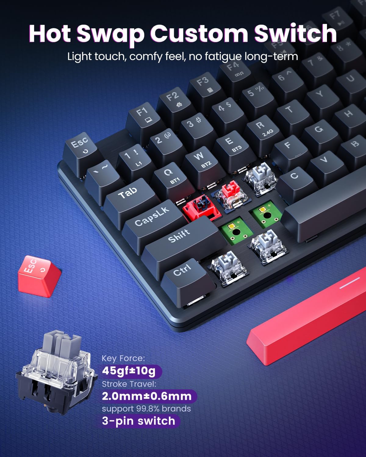 Detalle de Redragon K671KS Wireless Mechanical Gaming Keyboard