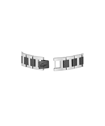 Detalle de Lacoste Bracelet à Maillons Metropole en Acier Inoxydable et Acier Noir – 190 mm