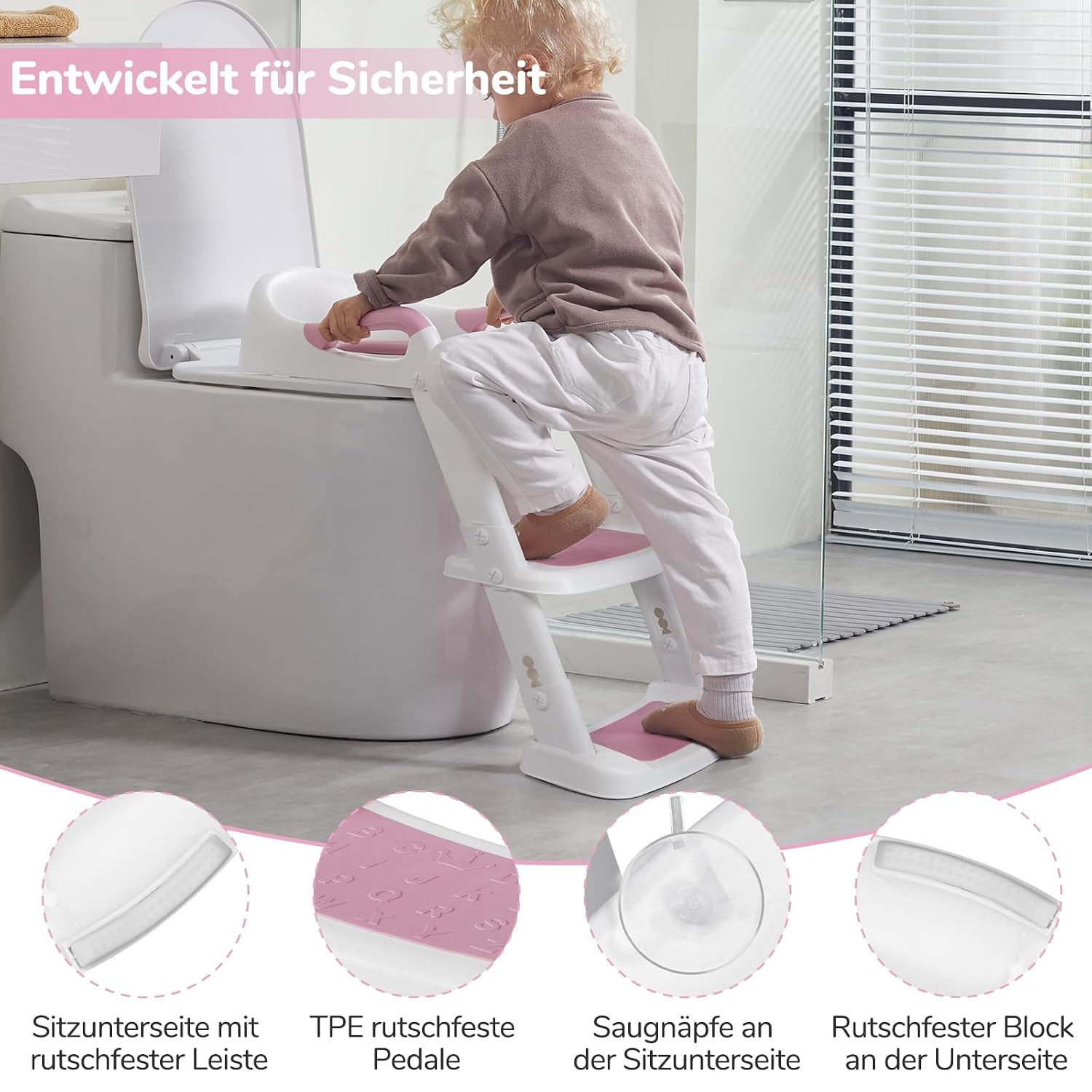 Thumbnail 2 de DEANIC Toilettensitz Kinder mit Leiter Rosa