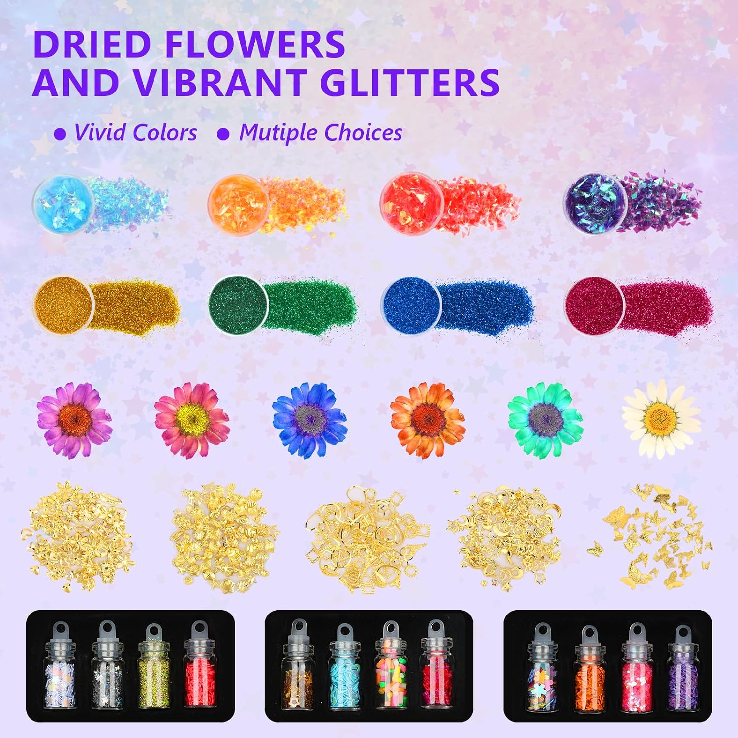 Detalle de KISREL 18 oz Epoxy Resin Kit with Alphabet Molds and Dried Flowers