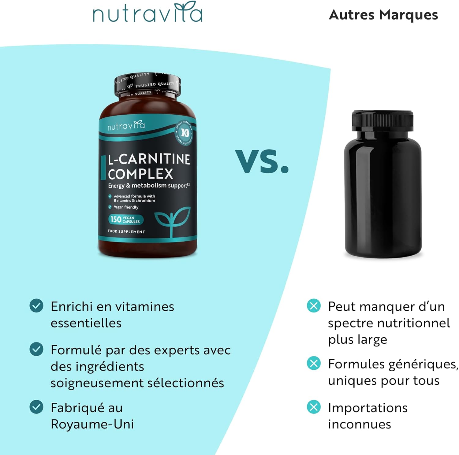 Thumbnail 6 de Nutravita L-Carnitine Vegan – Haute Dose Extra Fort, Pré-entraînement Sportif