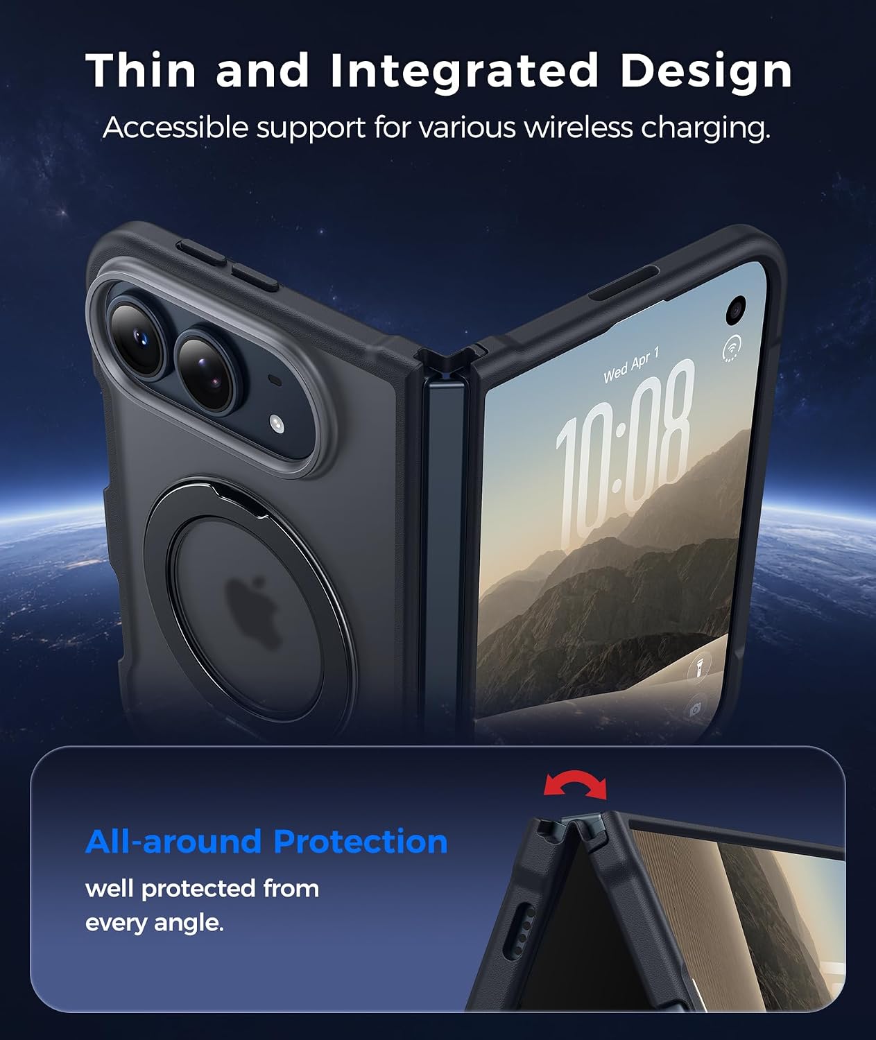Detalle de FNTCASE iPhone Duo Case with 360° Magnetic Ring Stand, Black Matte