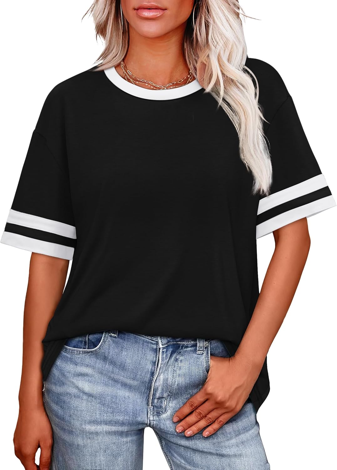 Thumbnail 1 de WIHOLL Color Block T-Shirts for Summer