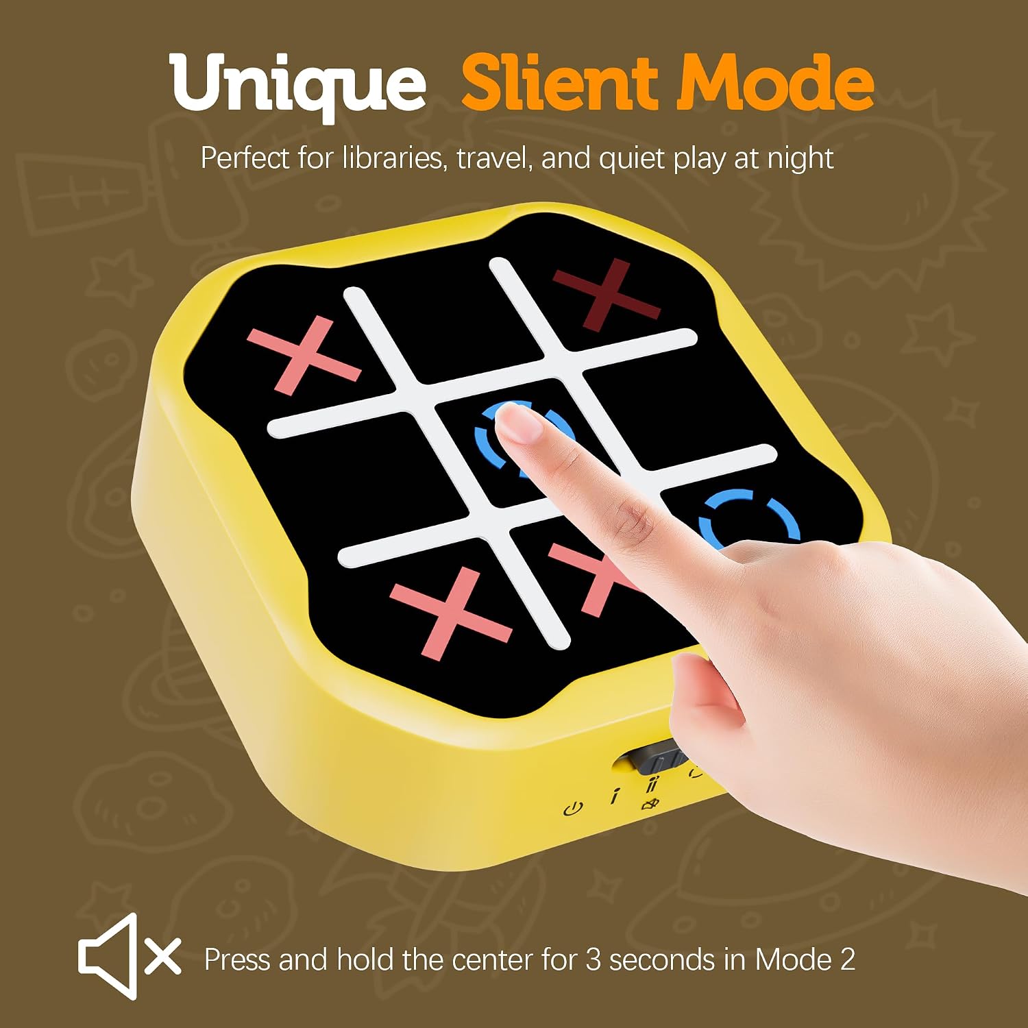 Detalle de 3-in-1 Electronic Tic Tac Toe Toy – Handheld Family Travel Game with Silent Mode
