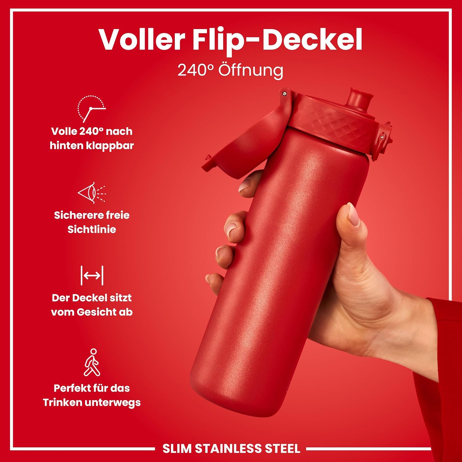 Thumbnail 3 de ION8 Leichtstahl-Trinkflasche, 600 ml – nicht isoliert, auslaufsicher, spülmaschinenfest