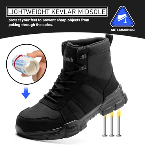 Detalle de Nasogetch Safety Boots Lightweight Steel Toe Boots – Black, 12UK