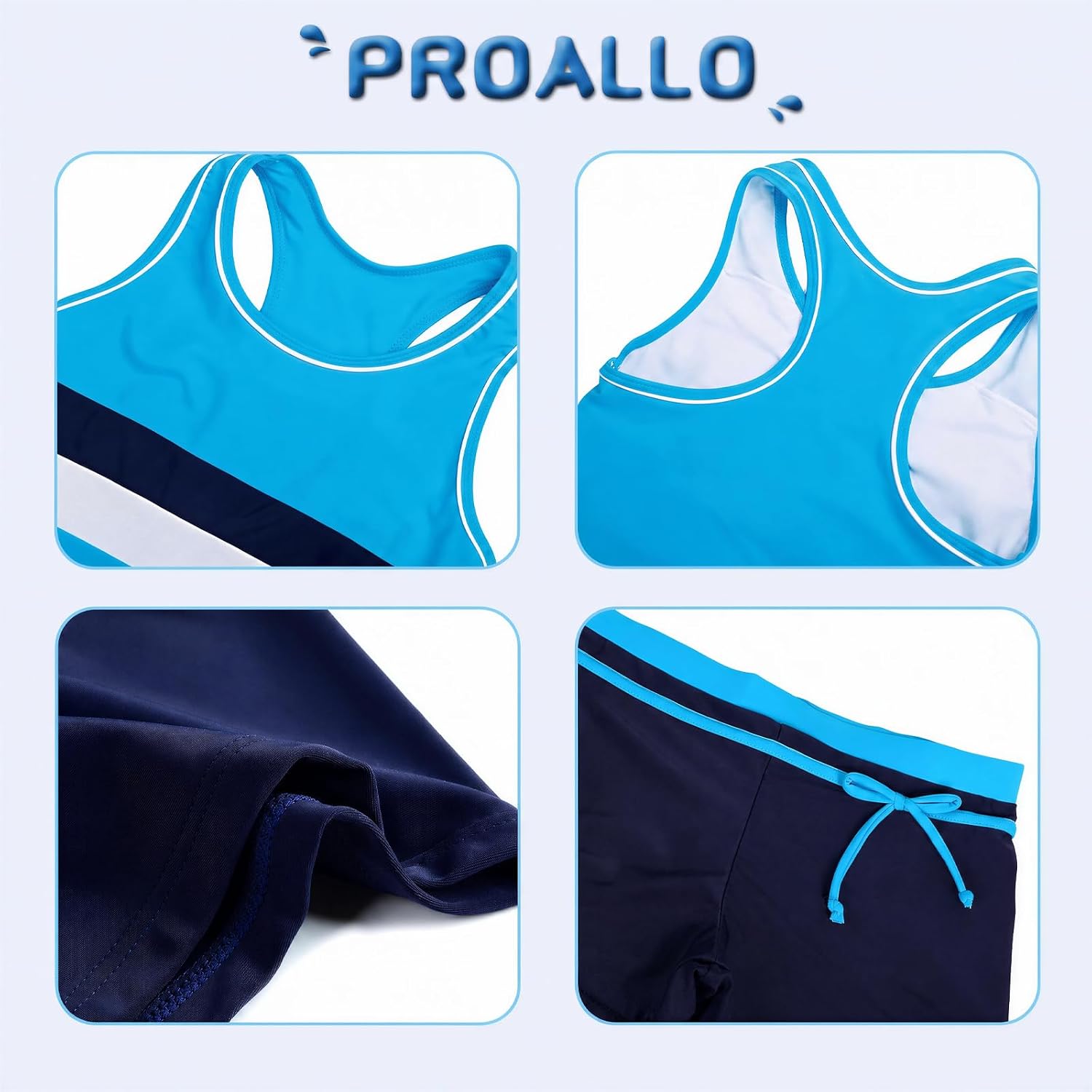 Detalle de PROALLO Girls' Tankini Swimsuit with Boyshorts