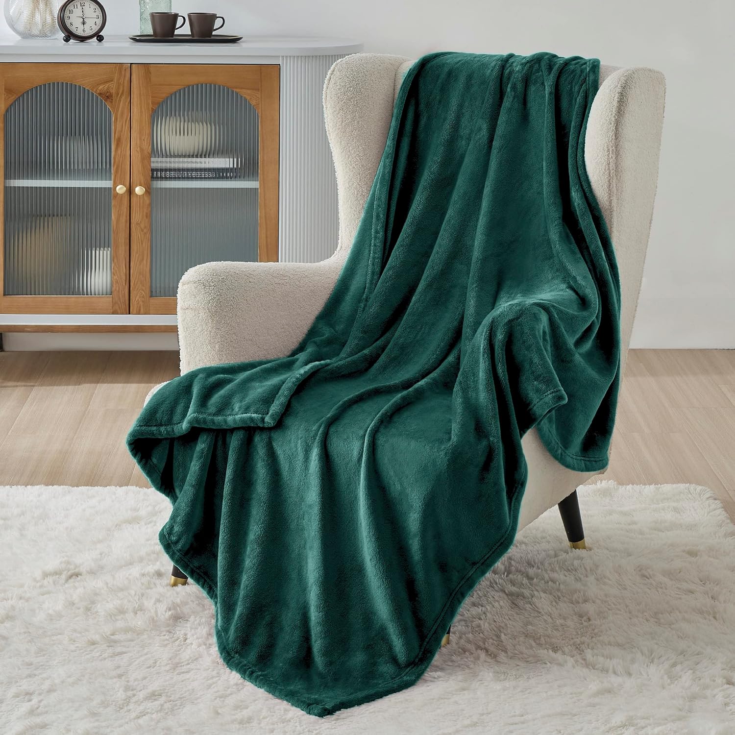 Detalle de BEDSURE Kuscheldecke flauschig, Sofadecke XL 150x200 cm – dunkelgrün