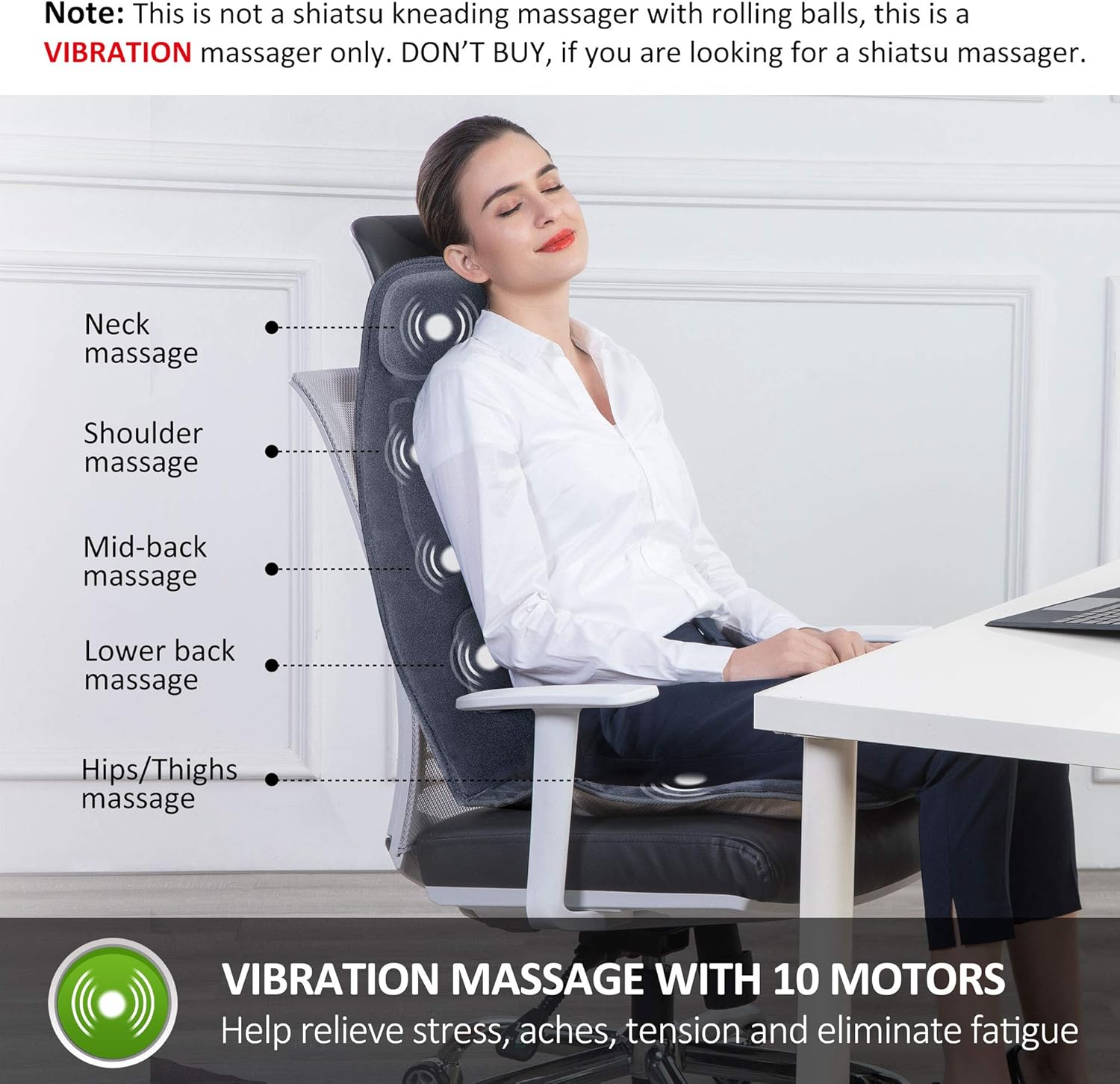 Detalle 2 de Snailax back massager with 10 motors