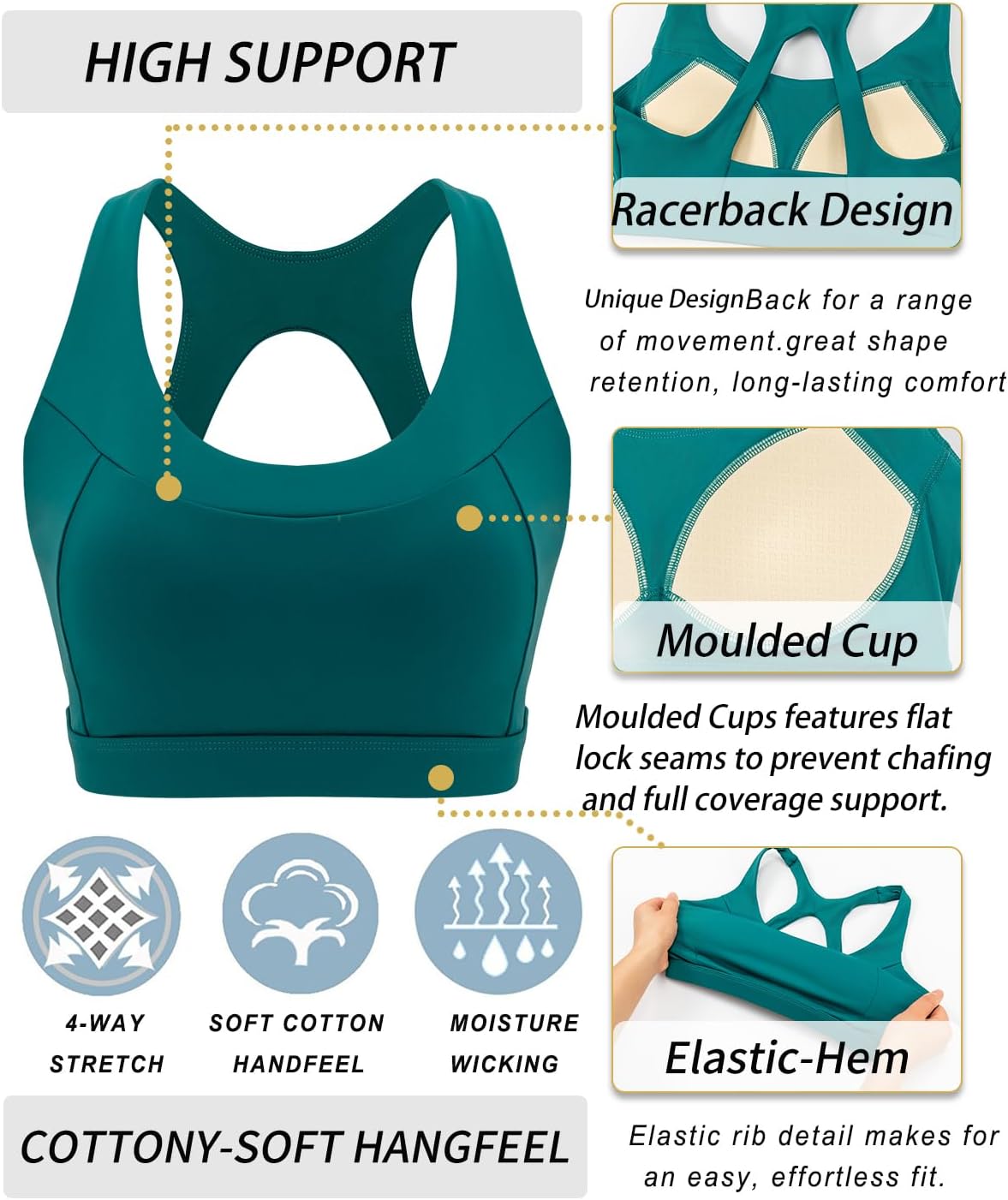 Thumbnail 5 de Running Girl High Support Sports Bra for Women (Racerback, Molded Cups, Sewn-In Pads)