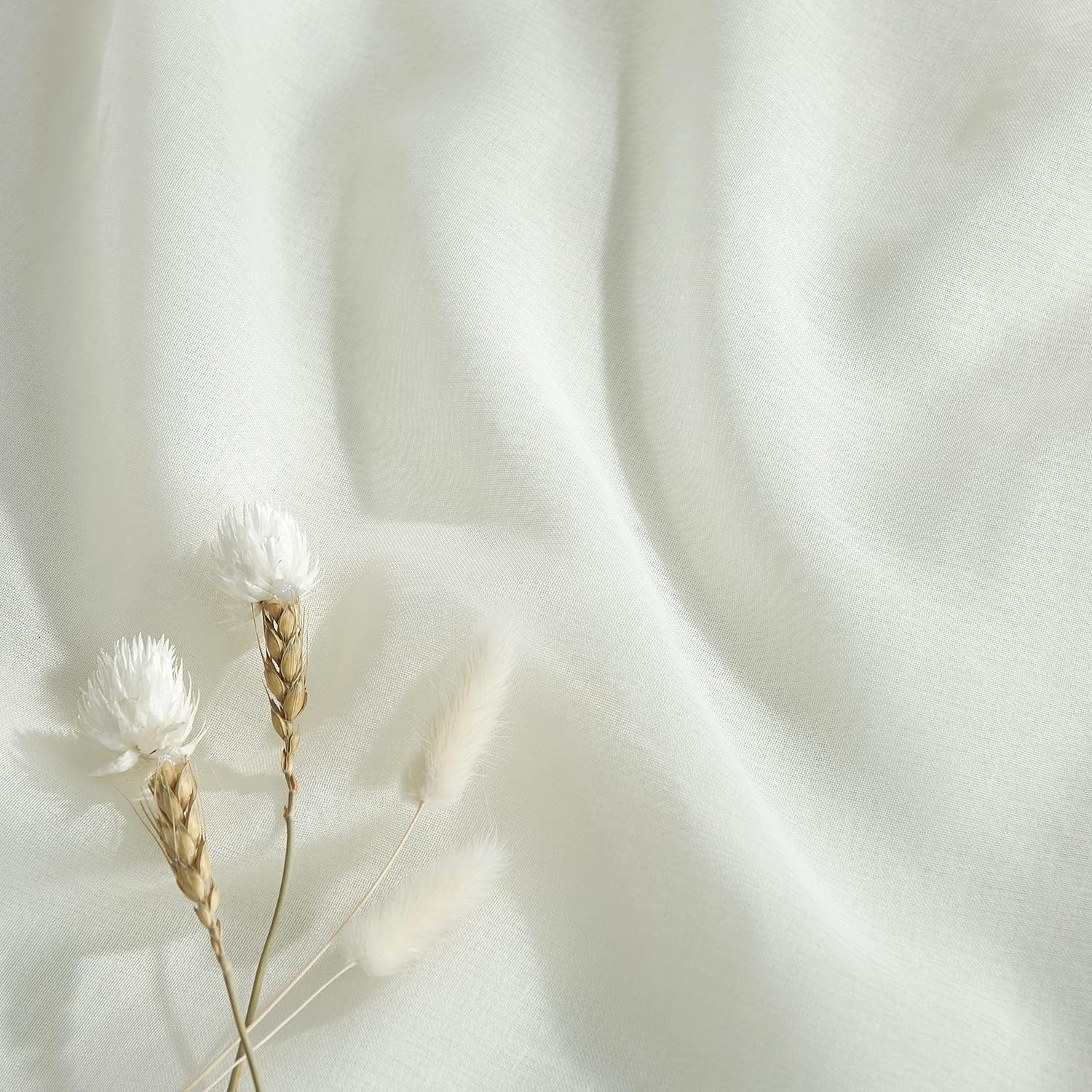 Detalle de PONY DANCE Vorhänge Wohnzimmer – Kräuselband, Leinenoptik, 2er-Set, 245 × 140 cm