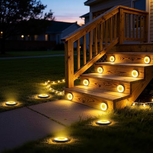 Thumbnail 5 de iBaycon Luces Solares para Jardín Exterior — 12 uds, 8 LED, IP68, color blanco cálido, suelos/estacas fáciles