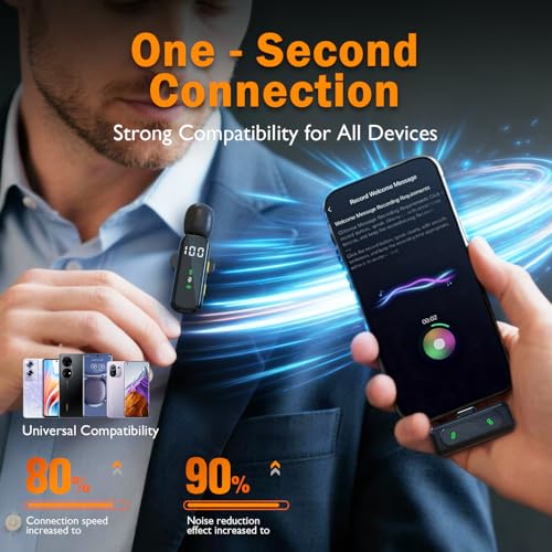 Detalle de Kinmaizi Microphone cravate sans fil avec écran LED — compatible iPhone, Android et PC