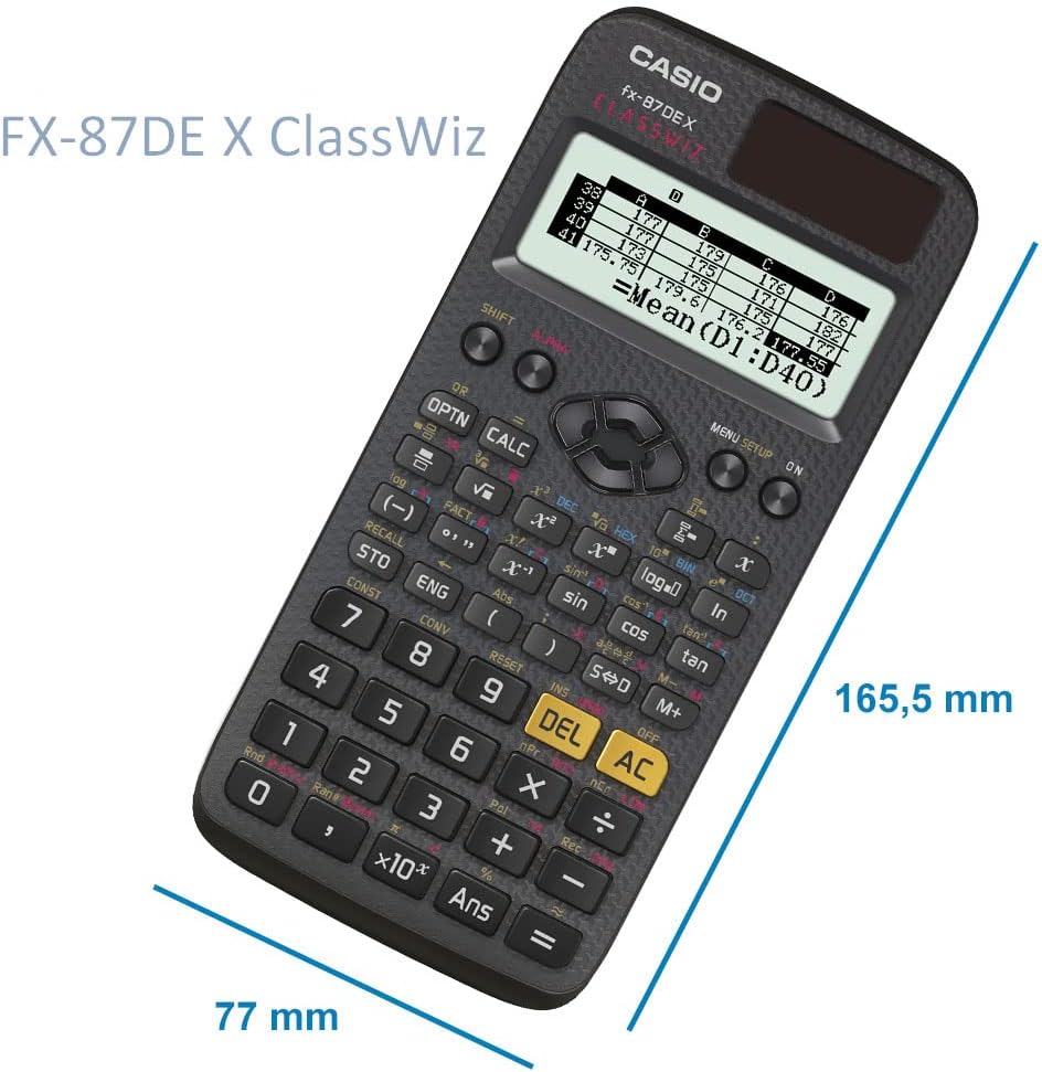 Detalle de Casio ClassWiz FX-87DE X wissenschaftlicher Schulrechner mit QR-Code-Funktion (LC-Display) schwarz