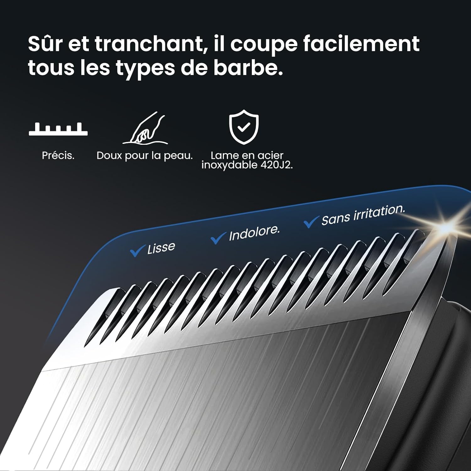 Detalle de Maxgroom 6-en-1 Tondeuse Barbe Homme – Rasoir Électrique avec Base de Rangement et Charge USB-C