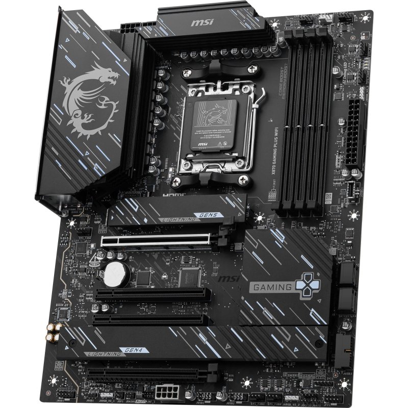 Detalle de MSI X870 GAMING PLUS WiFi: placa base gaming con conectividad avanzada y DDR5