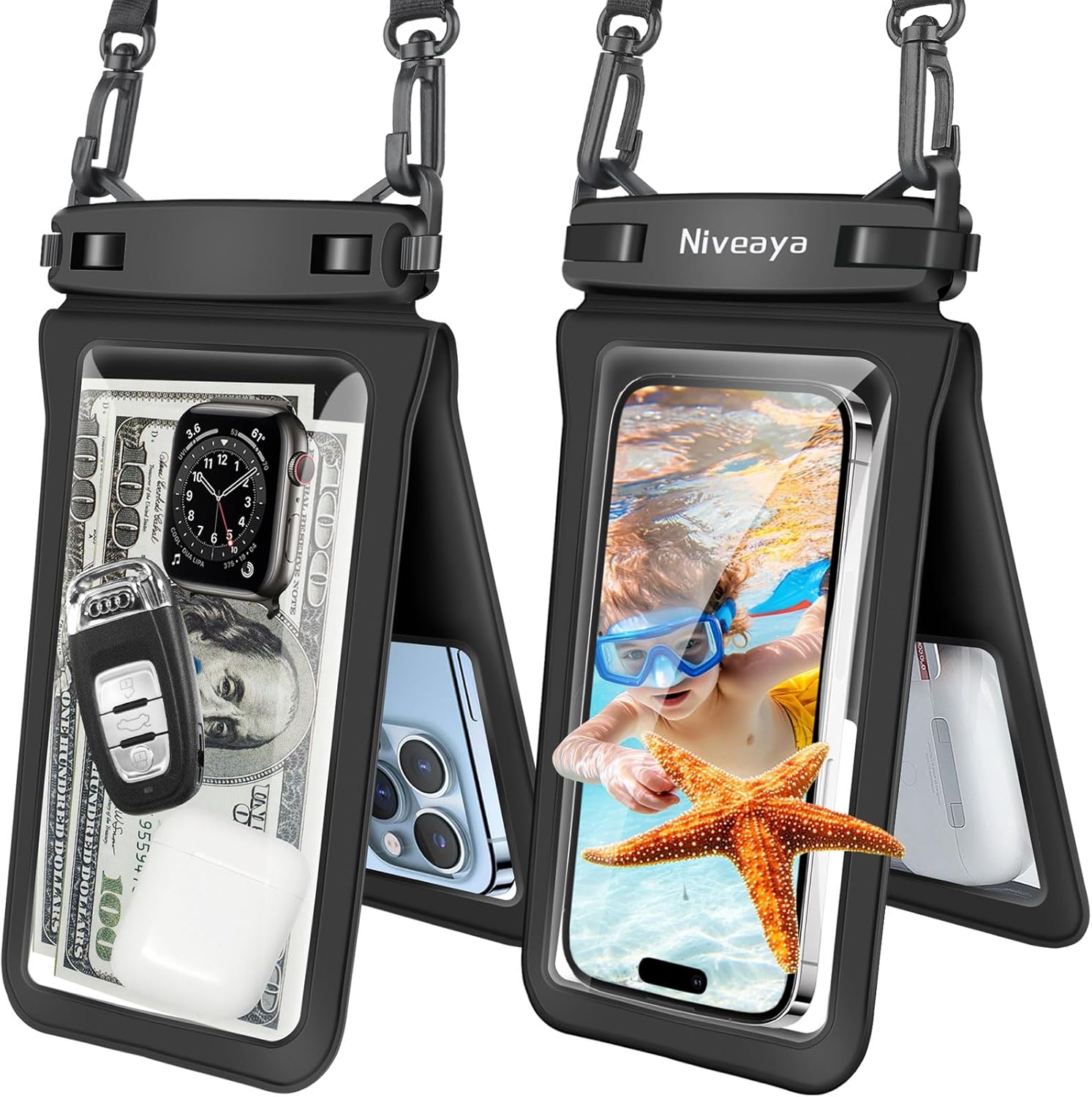 Detalle de Niveaya Double Space 2-Pack Waterproof Phone Pouch