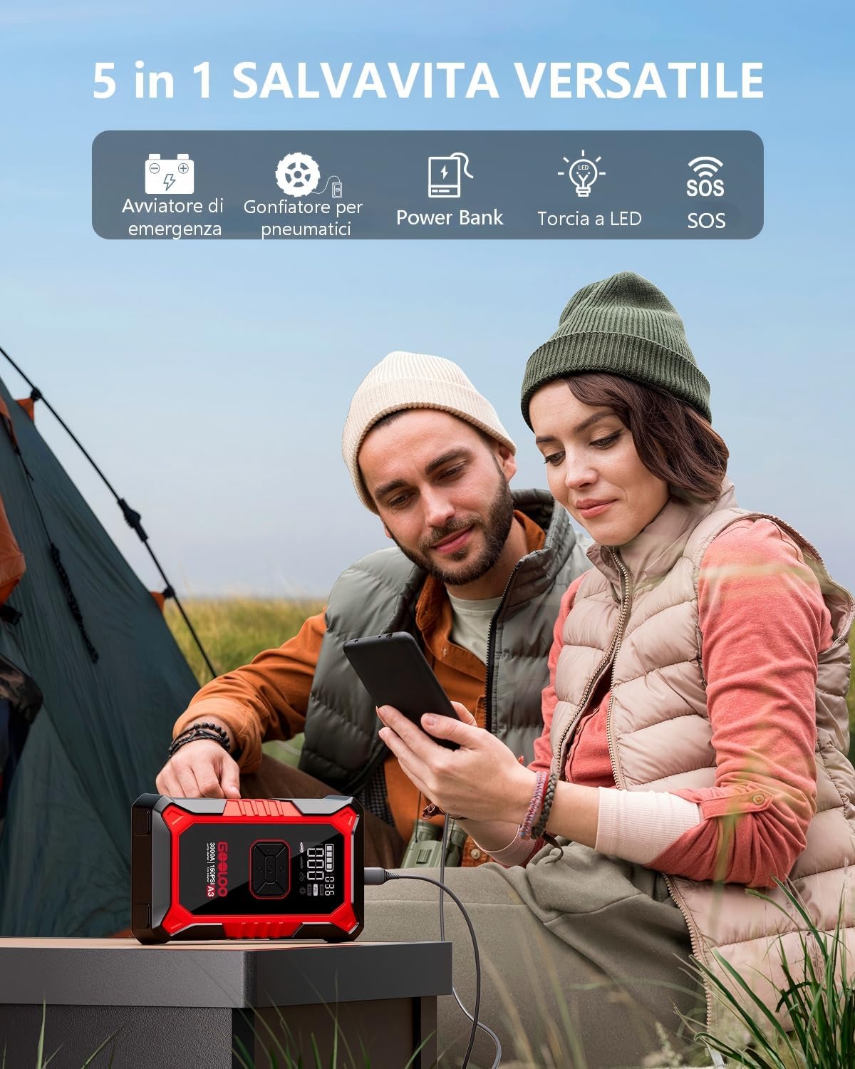 Thumbnail 3 de GOOLOO 3000A Avviatore con compressore 150 PSI e torcia SOS: arrancatore d’emergenza per auto