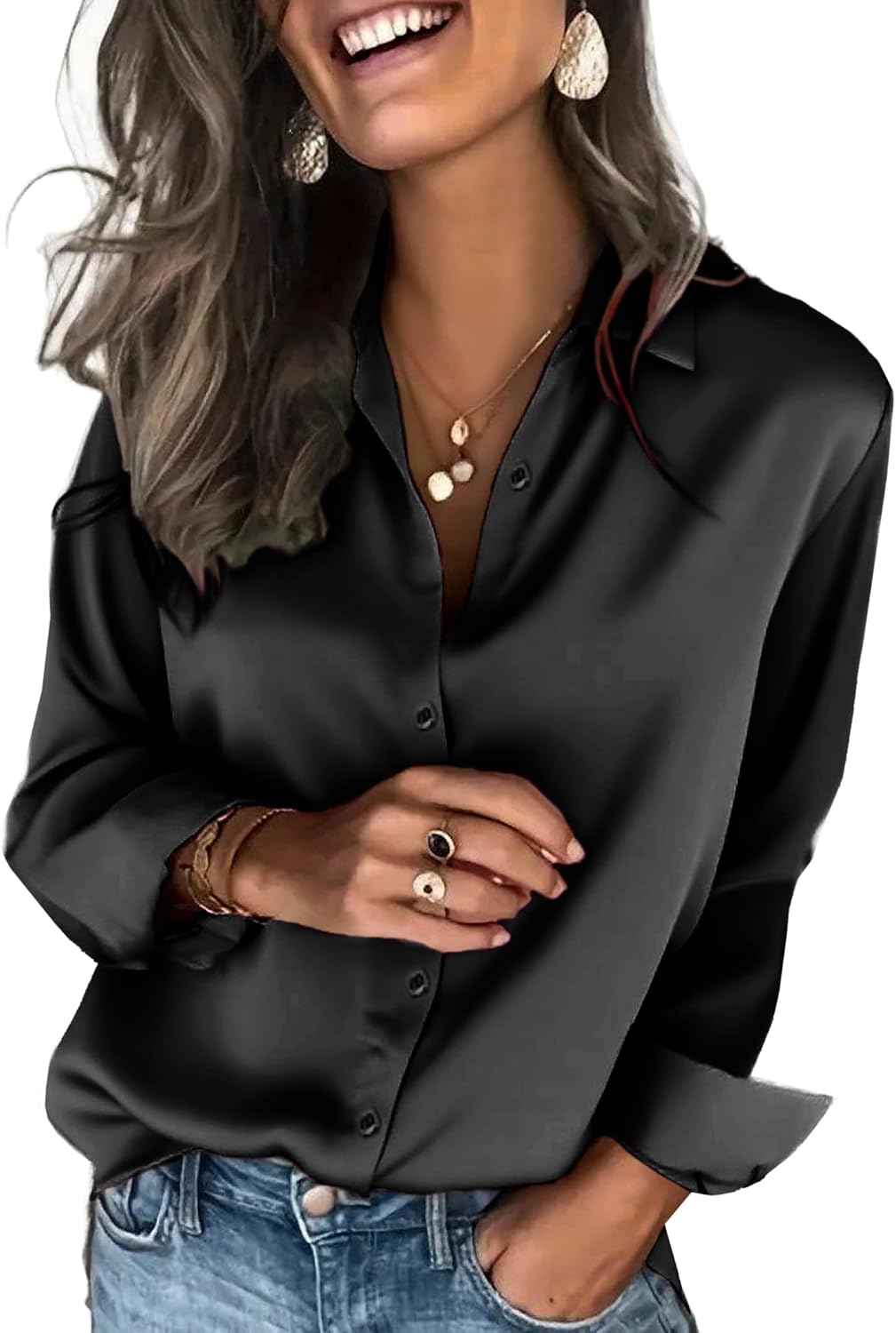 Thumbnail 4 de Zeagoo Satin Blouse for Women long-sleeve blouse