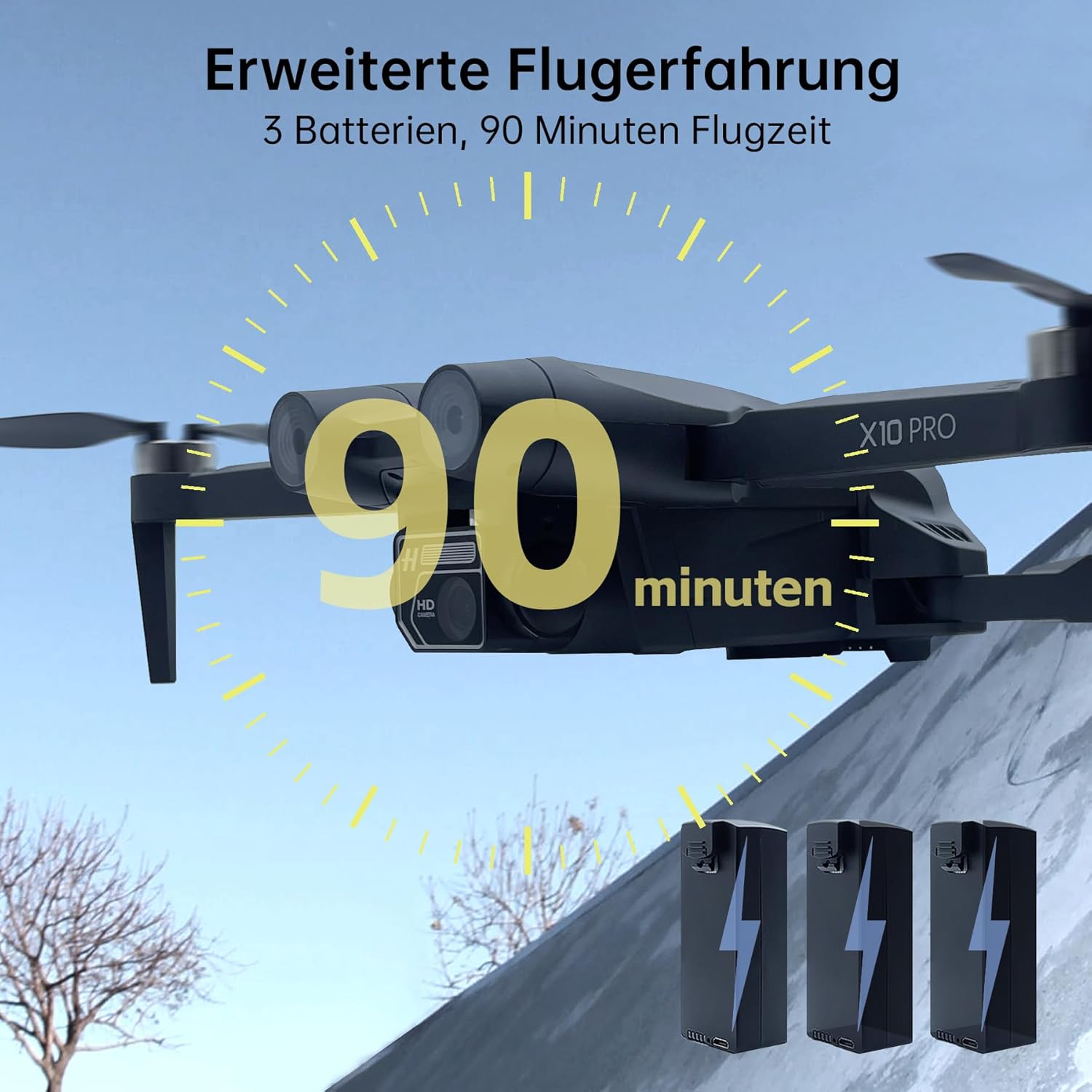 Detalle de CHUBORY X10 PRO: GPS-Drohne mit 4K UHD Kamera, 90 Min Flugzeit und faltbarem Design