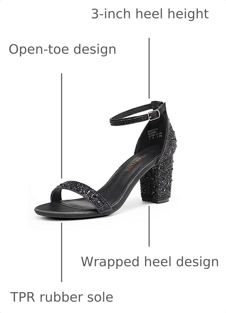 Detalle de DREAM PAIRS Women's Block Heel Sandals, 3-Inch Heel