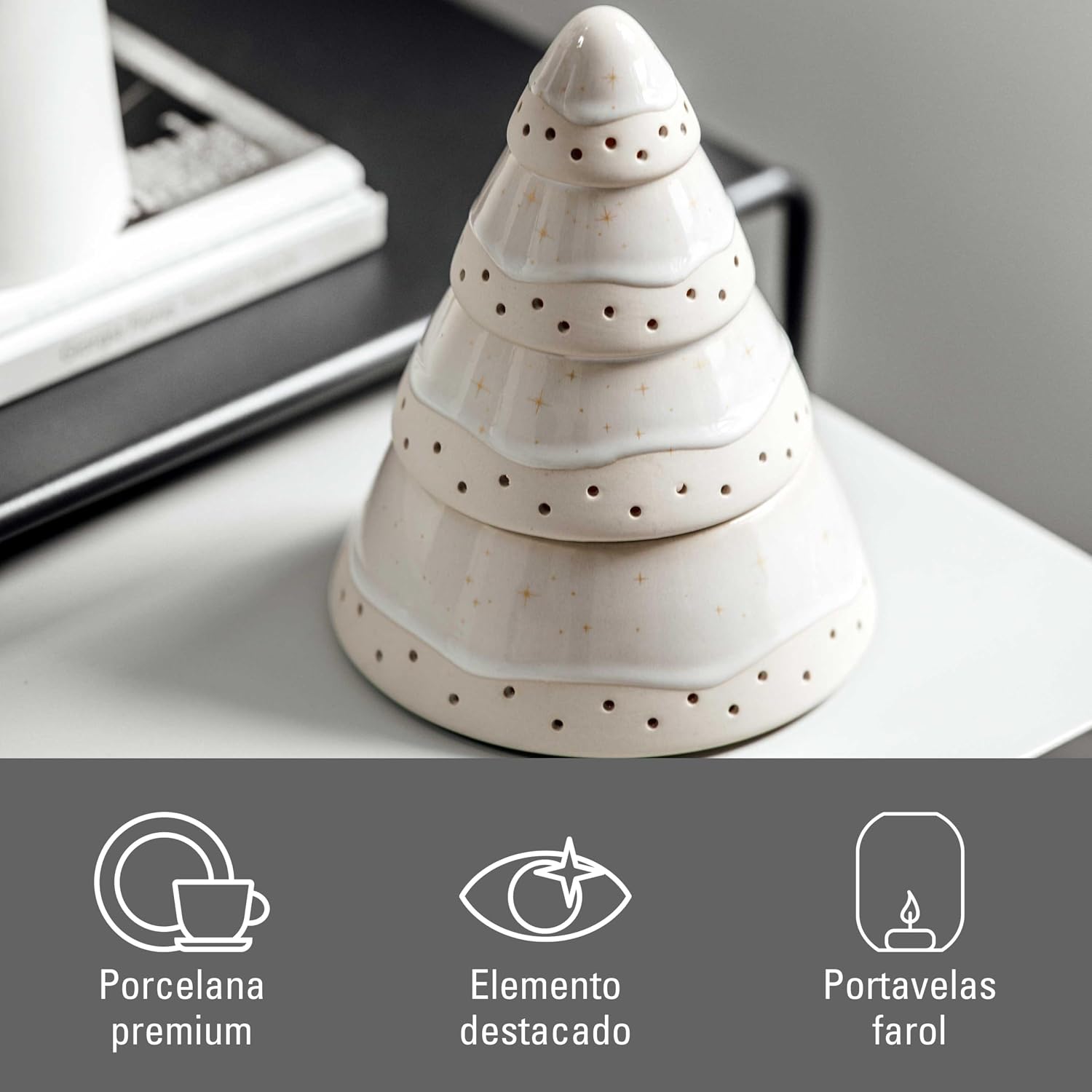 Detalle de Photophore Winter Glow en porcelaine Premium de like. by Villeroy & Boch — Blanc