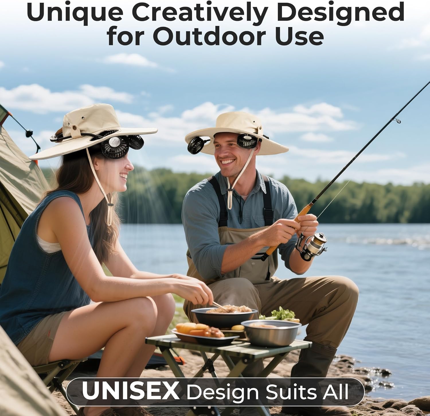 Detalle 2 de AMACOOL Bucket Hat Fan: 2-in-1 Cooling for Outdoor Adventures