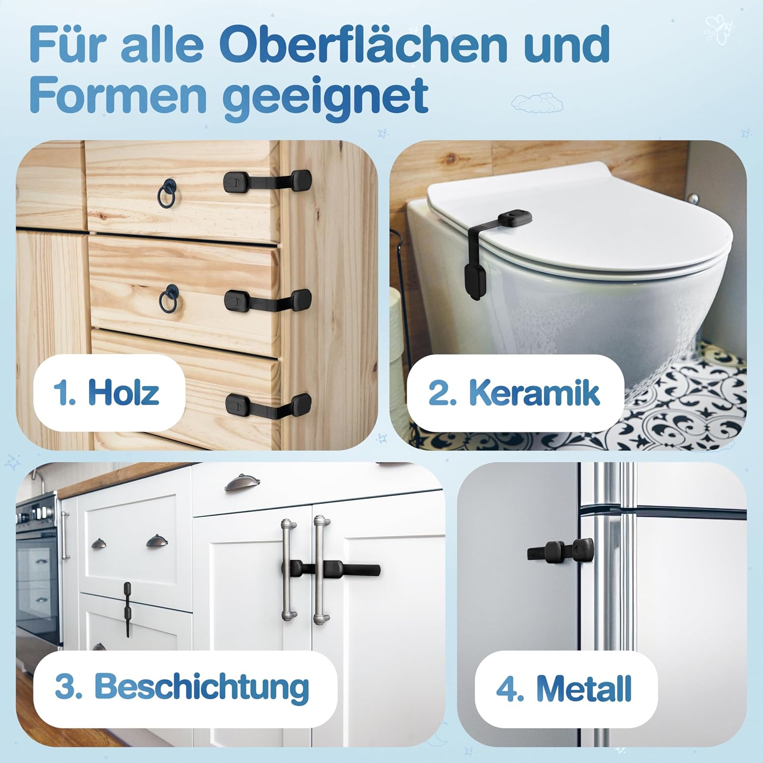 Thumbnail 5 de MUTKIND 12er Set Kindersicherung für Schränke – Schubladen- und Türsicherung mit starkem TESA-Kleber, schwarz