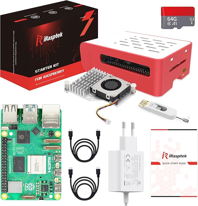 iRasptek Raspberry Pi 5 4GB Starter Kit con OS Bookworm 64GB