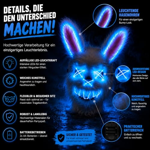 Detalle de TK Gruppe Timo Klingler Maschera horror a LED ispirata a The Purge
