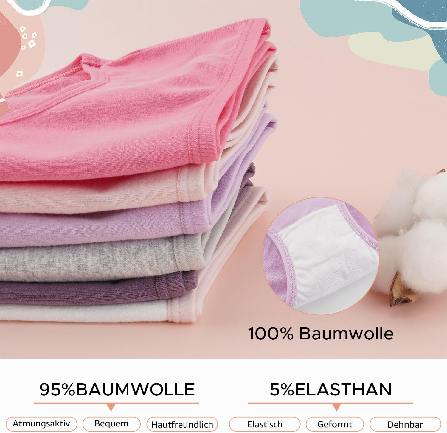 Thumbnail 2 de INNERSY Unterhosen Mädchen Baumwolle – bequeme Slips im 6er-Pack (8–16 Jahre)