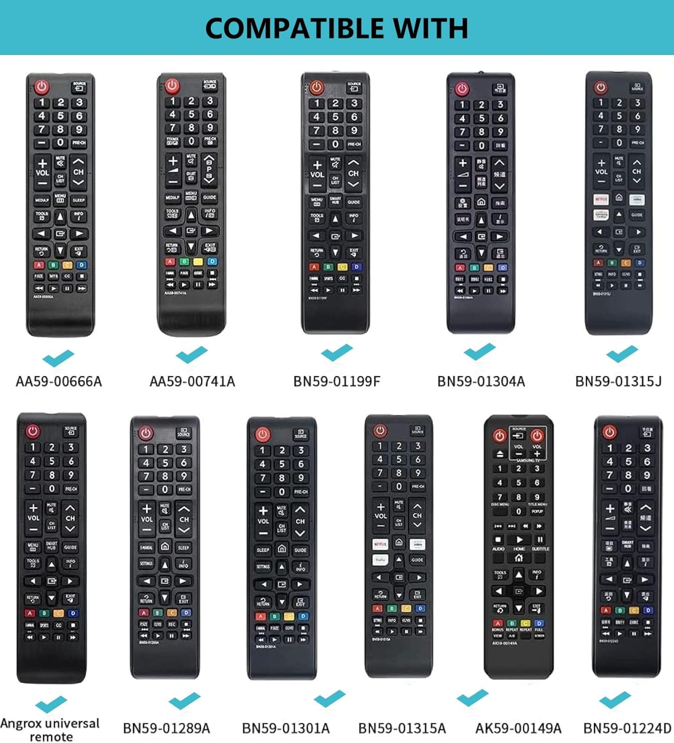 Thumbnail 3 de Remote Cover Case for Samsung TV Remote – Universal silicone sleeve with wrist strap and glow-in-the-dark (White)