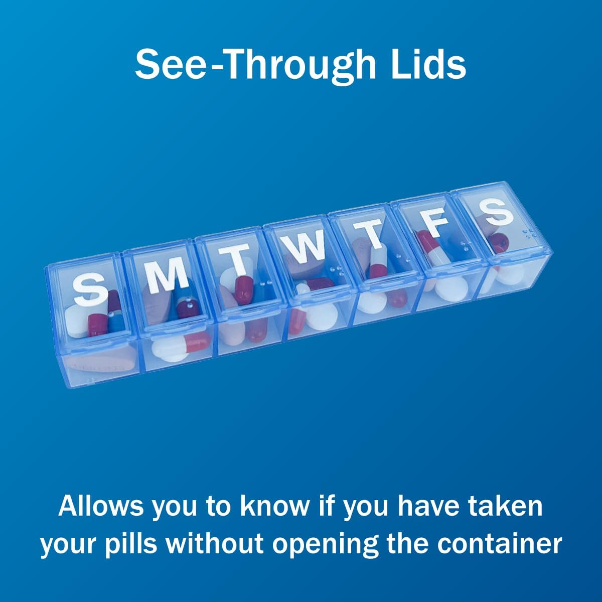 Detalle 2 de Amazon Basic Care Weekly Pill Organizer, 7 days