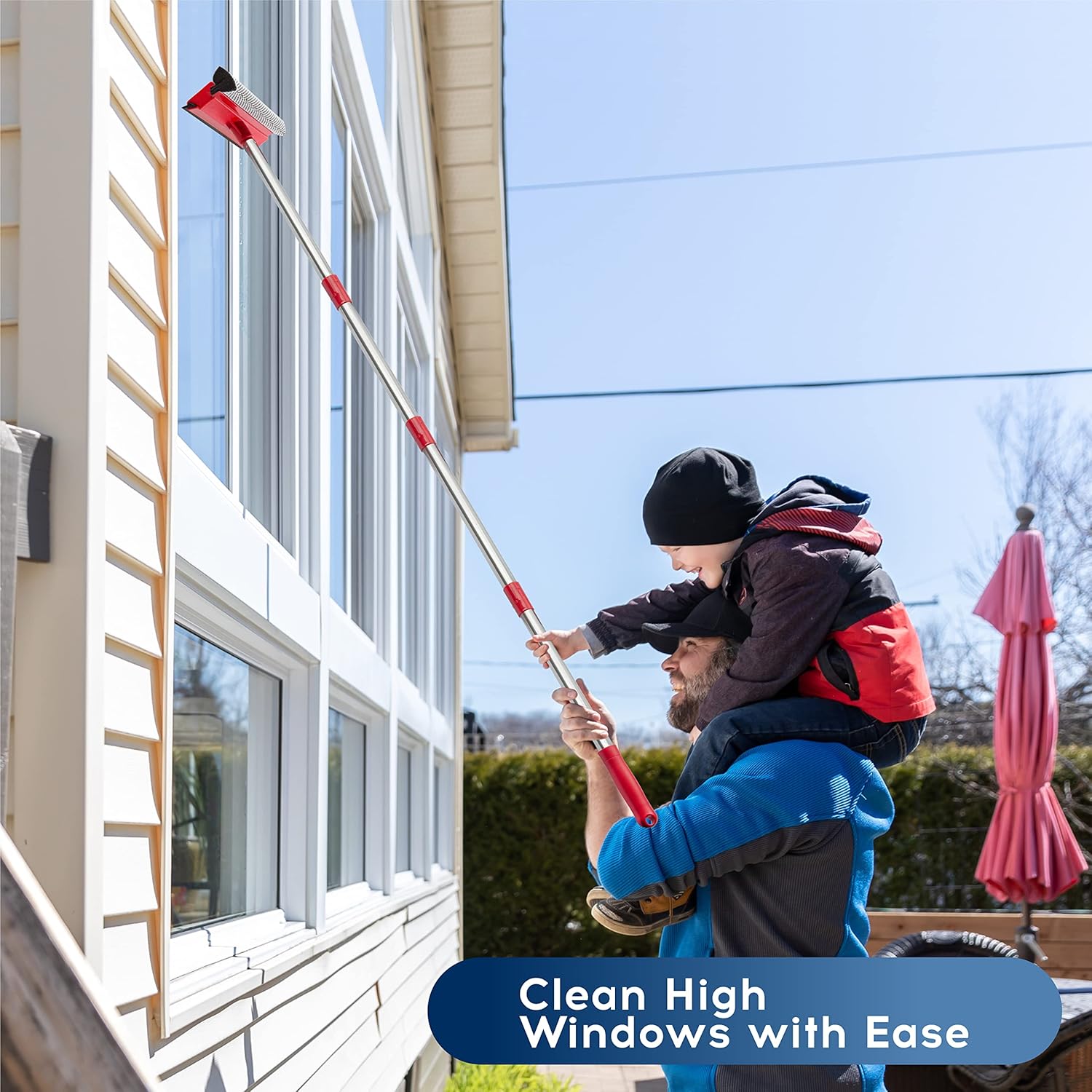Detalle de DSV Standard Window Squeegee: 2-in-1 Window Cleaning Kit with 55" Telescopic Pole