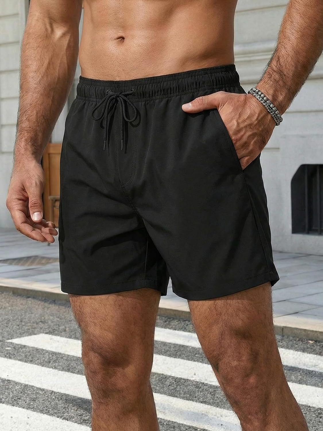 Detalle 2 de Runcati Men's Quick-Drying Swimming Trunks with Mesh Lining and Zip Pocket
