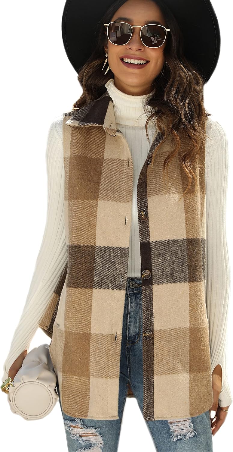 Detalle de Tanming Women's Plaid Vest, Flannel