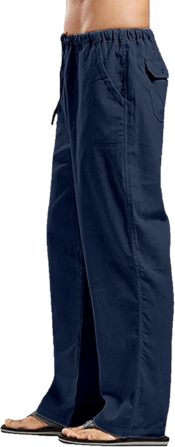 Thumbnail 6 de YAOHUOLE Men's Linen Trousers: Lightweight Elastic-Waist Yoga-Style Trousers