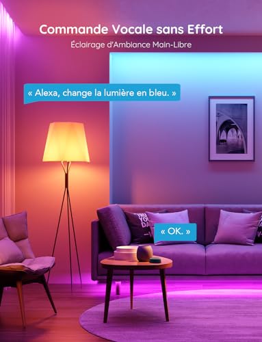 Detalle de Govee Ruban LED 5m RGB WiFi avec Assistant vocal et musique – Éclairage d’intérieur polyvalent