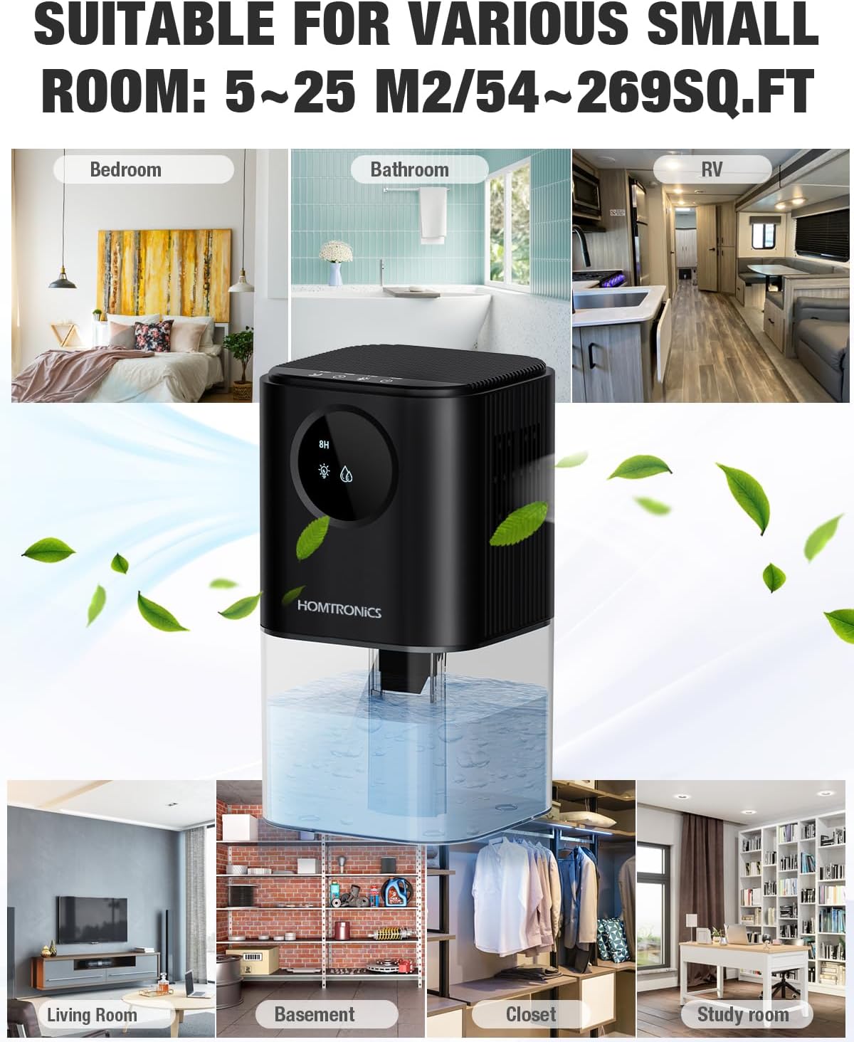 Thumbnail 6 de Homtronics HTNDEKDM02B-N3 avfuktare 1,7 l med timer och automatisk avstängning