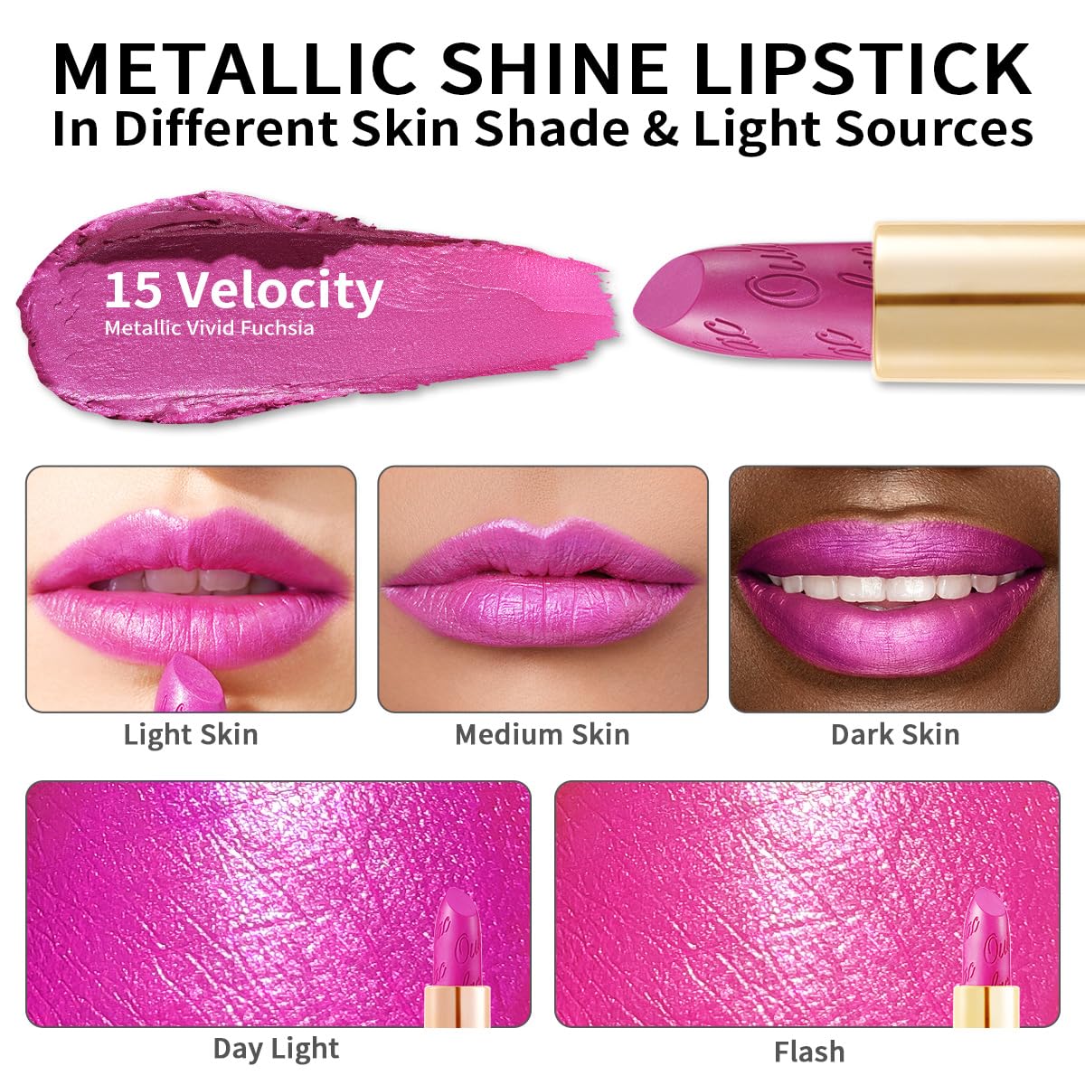 Thumbnail 4 de Oulac Pink Lipstick (Velocity 15) with Metallic 3D Shine