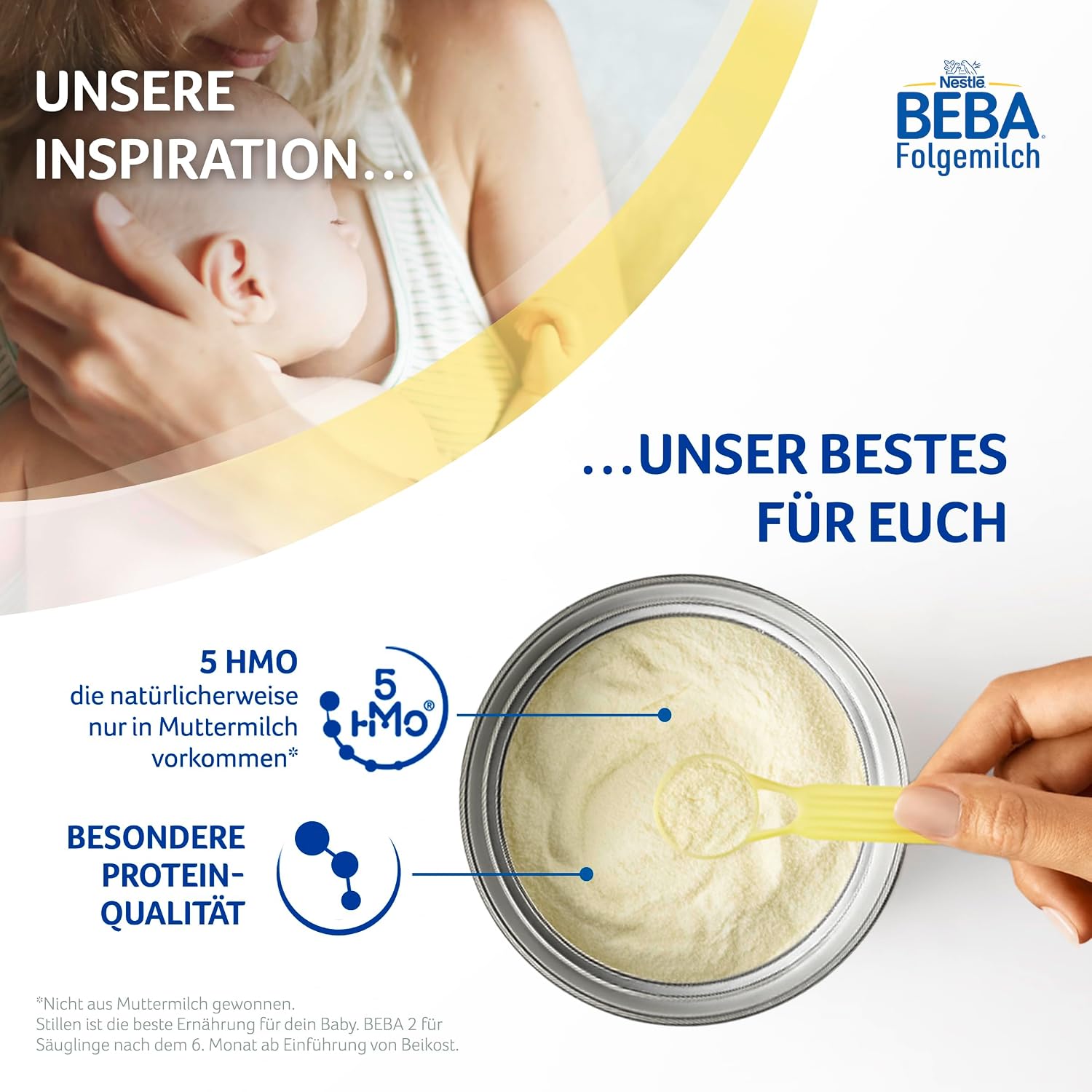 Thumbnail 2 de BEBA 2 Folgemilch nach dem 6. Monat – 3er Pack (3 × 800 g) mit 5 HMO-Komplex, Nur Laktose, Ohne Palmöl
