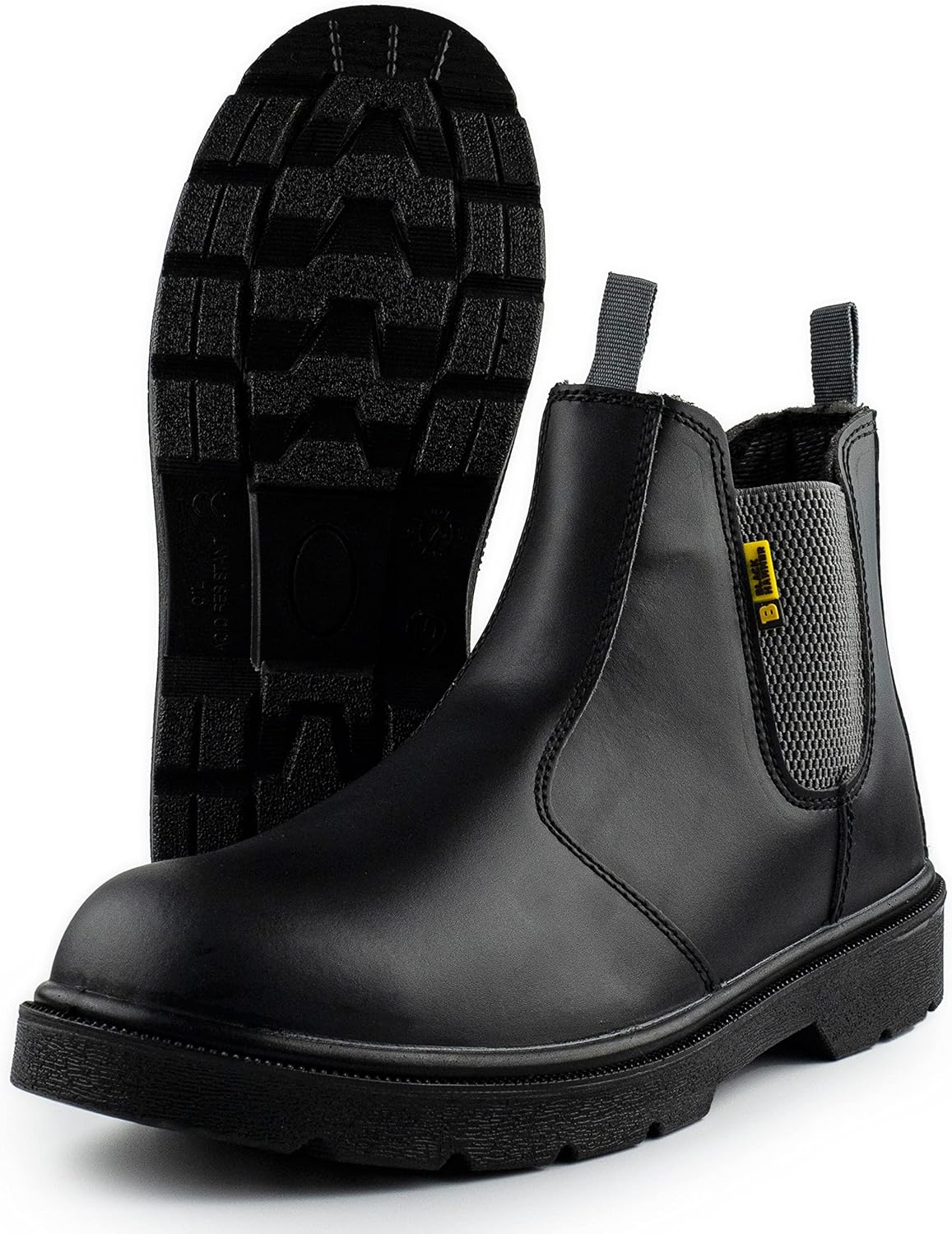 Detalle de Black Hammer Men’s Chelsea Safety Work Boots (Smooth Leather) Steel Toe Cap, S3 SRC
