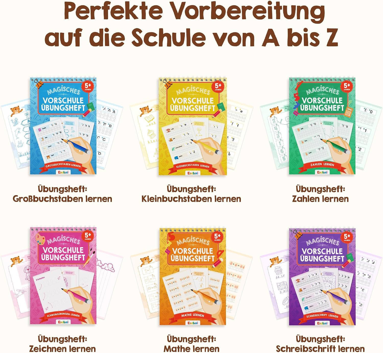 Detalle 2 de Edubini Magische Vorschule Übungshefte 6er Set