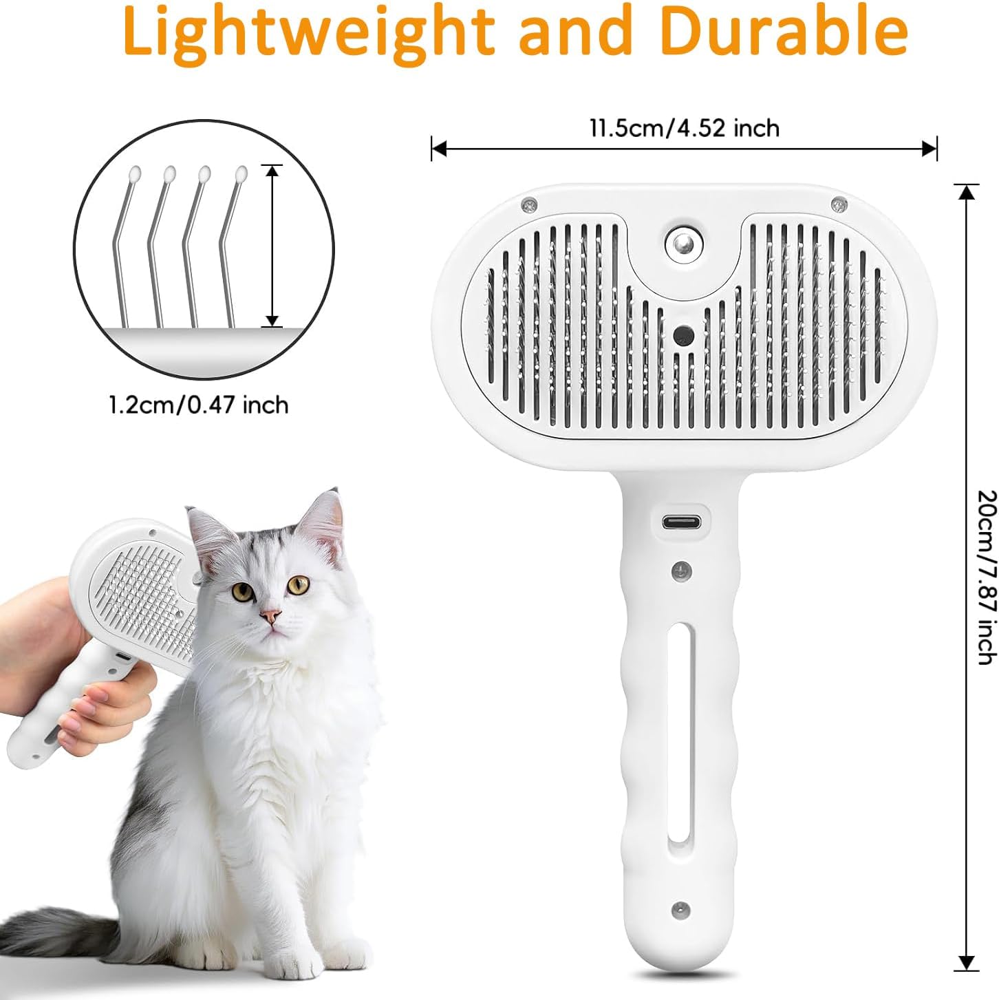 Thumbnail 6 de Brosse à Vapeur 3-en-1 pour Chats et Animaux à Poils, SPA, Massage et Toilettage - Blanc