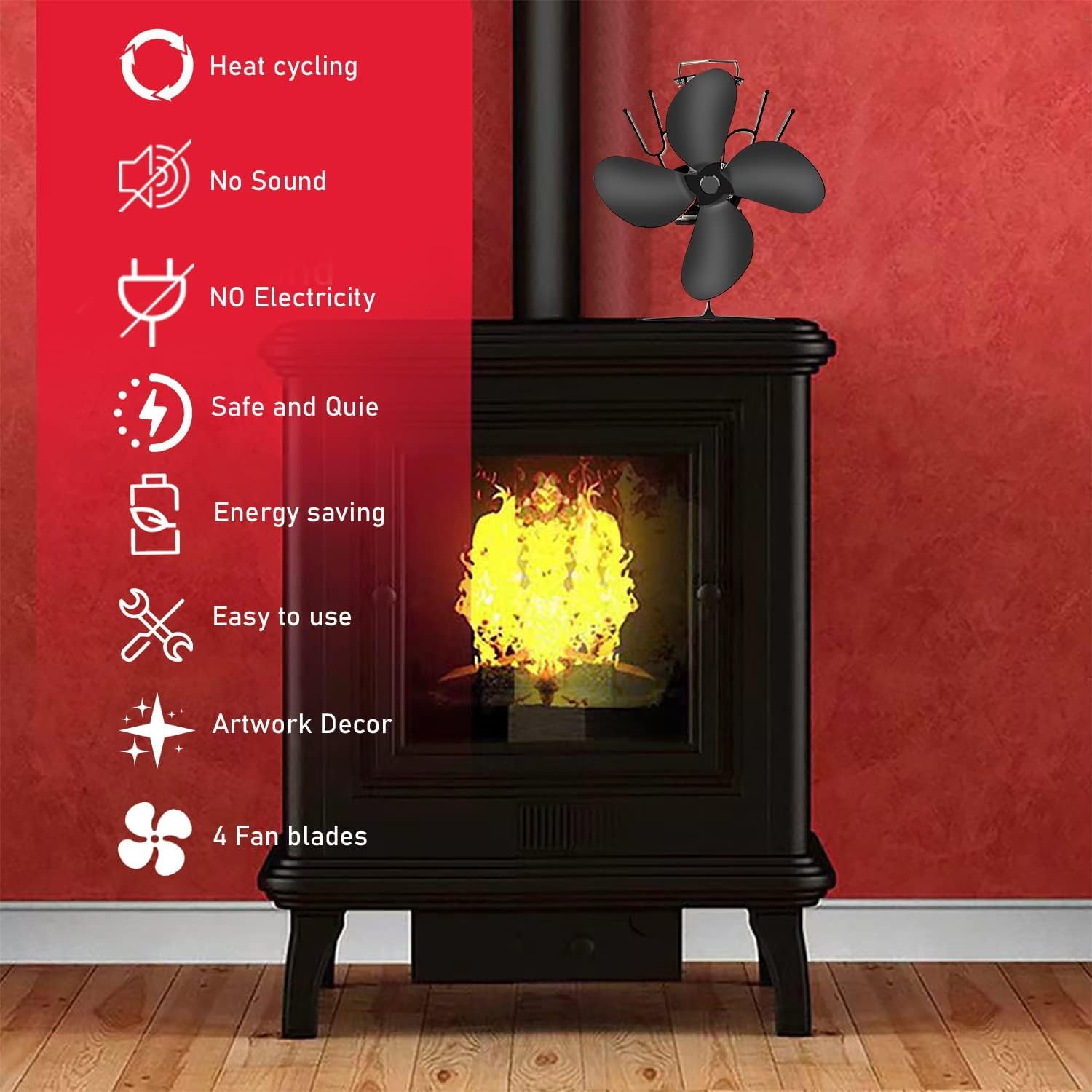 Thumbnail 6 de COMBIUBIU 4 Blade Mini Stove Fan for Woodburners