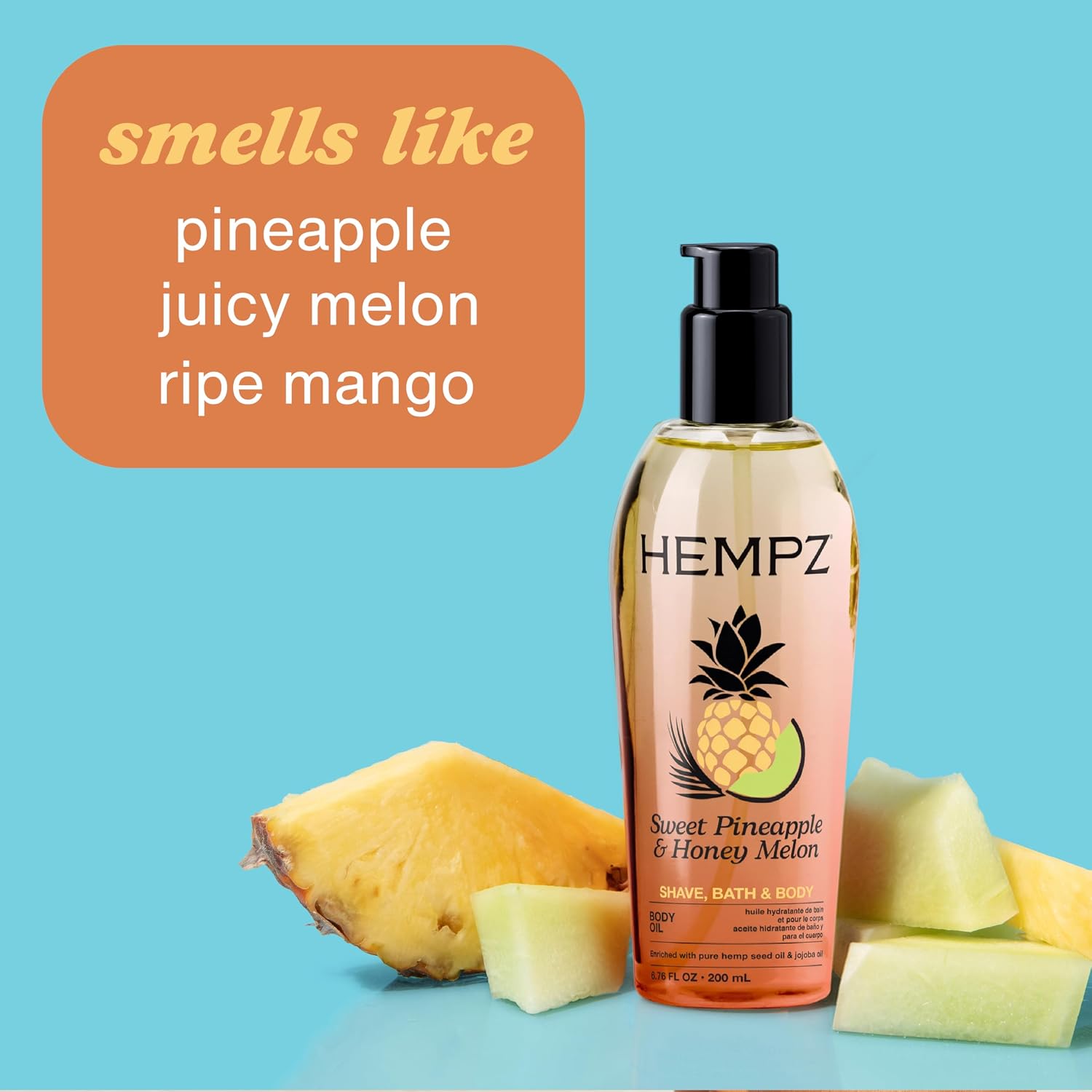Detalle 2 de Hempz Sweet Pineapple & Honey Melon Body Oil, 6.76 oz
