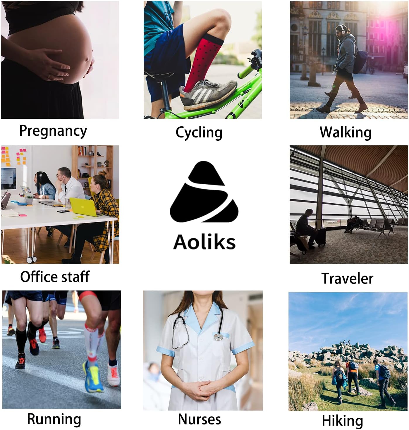 Thumbnail 5 de Aoliks Medical Compression Socks for Women & Men (Knee-High) for Running, Nurses, and Travel